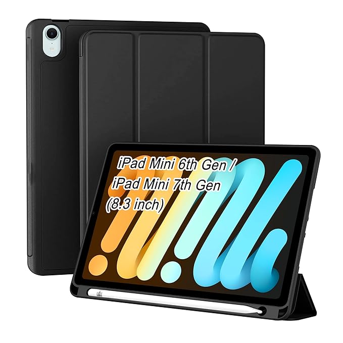 Smart Case for iPad - Tri-Fold Flip Folio Cover | Pencil Holder | Auto Wake-Up/Sleep Mode