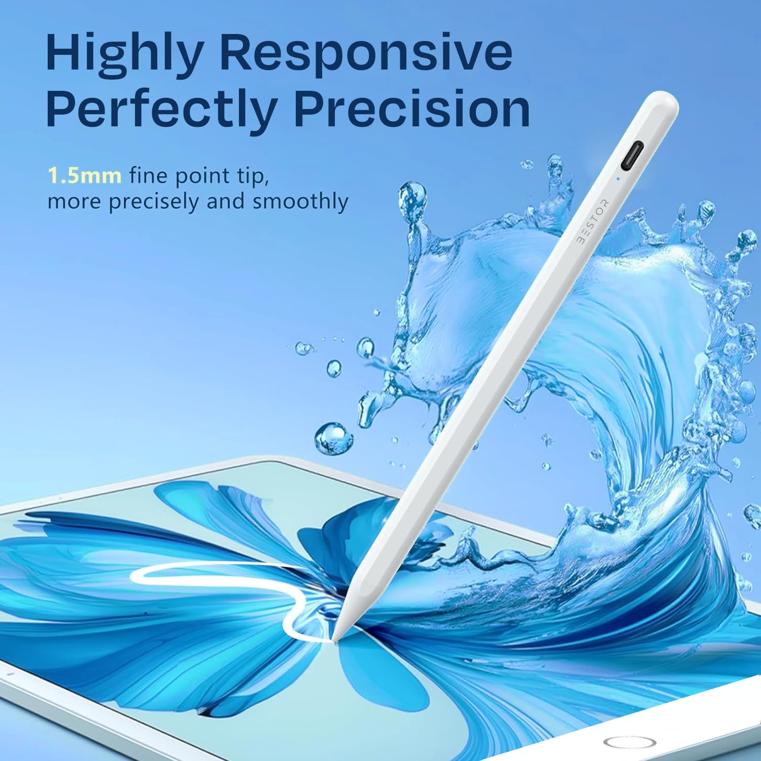 Universal Stylus Pen for All Touchscreen Devices - Rechargeable Fine Tip for Writing & Drawing | Compatible with Android & iOS