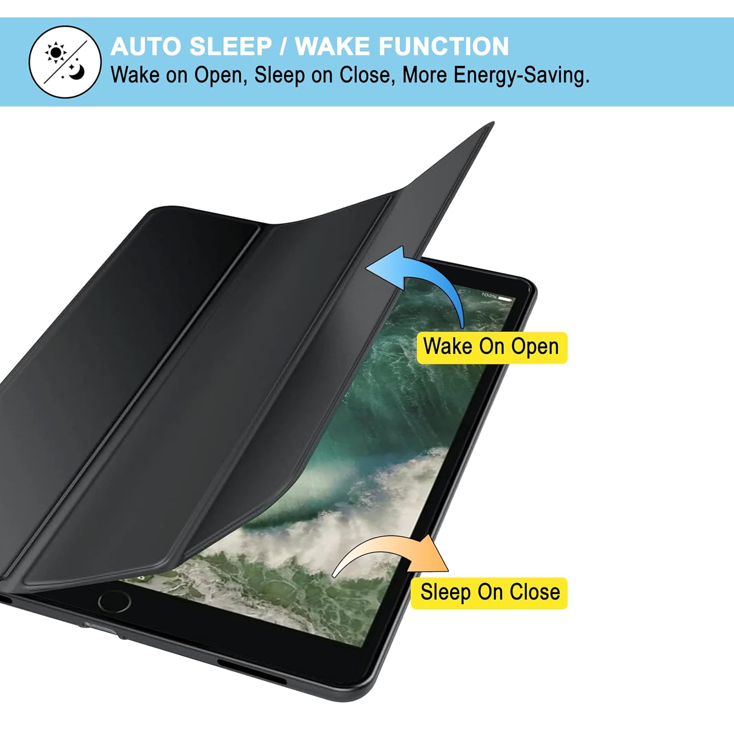Smart Case for iPad - Tri-Fold Flip Folio Cover | Pencil Holder | Auto Wake-Up/Sleep Mode