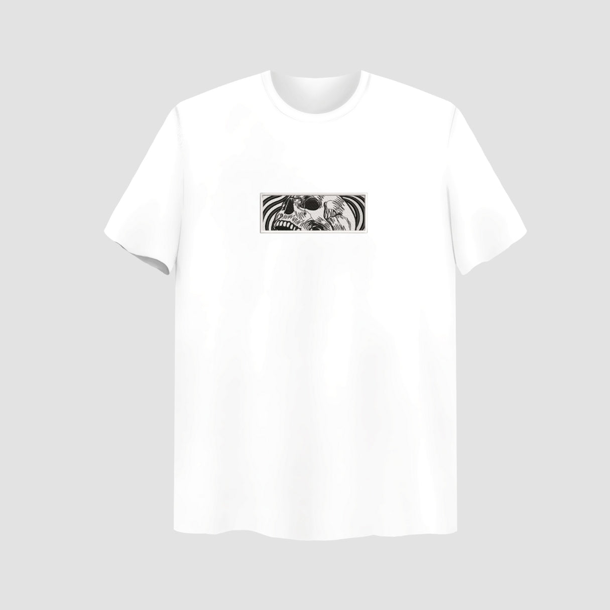 Skull Embroidered White Oversize T Shirt