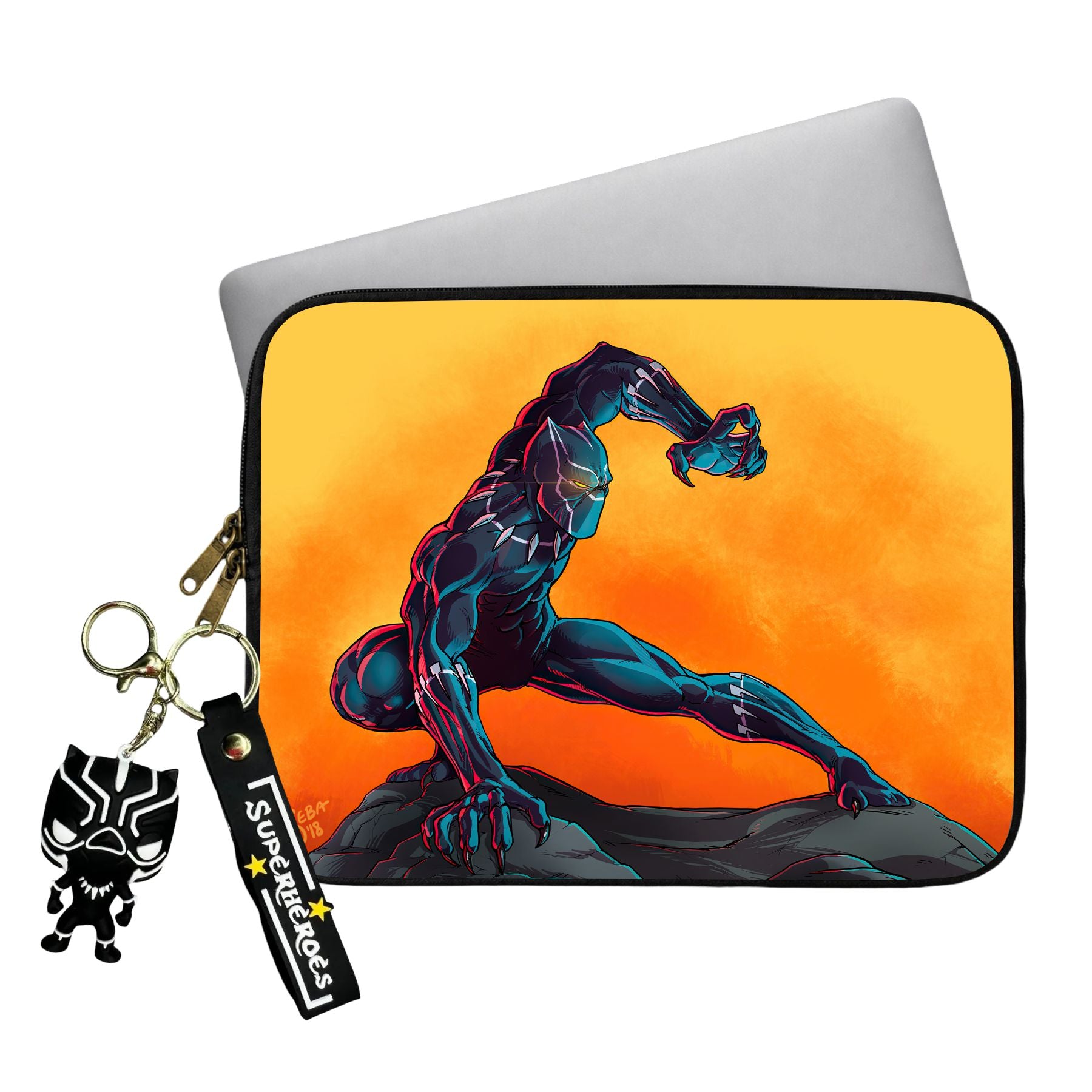 Yellow Wakanda Laptop Sleeve With Charm Main image