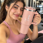 Baby Pink Coffee Tumbler Sipper - Large Insulated Travel Mug 1200 ML