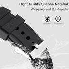 Black Silicone Strap -  Compatible for Samsung Galaxy Watch 4 Band & Galaxy Watch 5 Band 44mm 40mm/Watch 5 Pro Bands 45mm/Galaxy Watch 4 Classic Bands 46mm 42mm,20mm