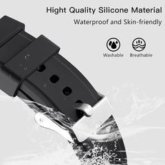 Black Silicone Strap -  Compatible for Samsung Galaxy Watch 4 Band & Galaxy Watch 5 Band 44mm 40mm/Watch 5 Pro Bands 45mm/Galaxy Watch 4 Classic Bands 46mm 42mm,20mm