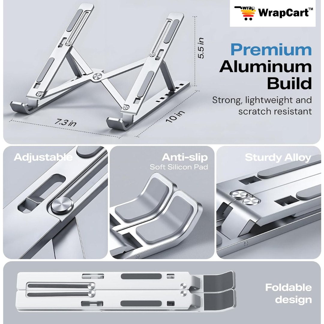 6 Angles Adjustable Aluminum Ergonomic Foldable Portable Laptop Riser ...