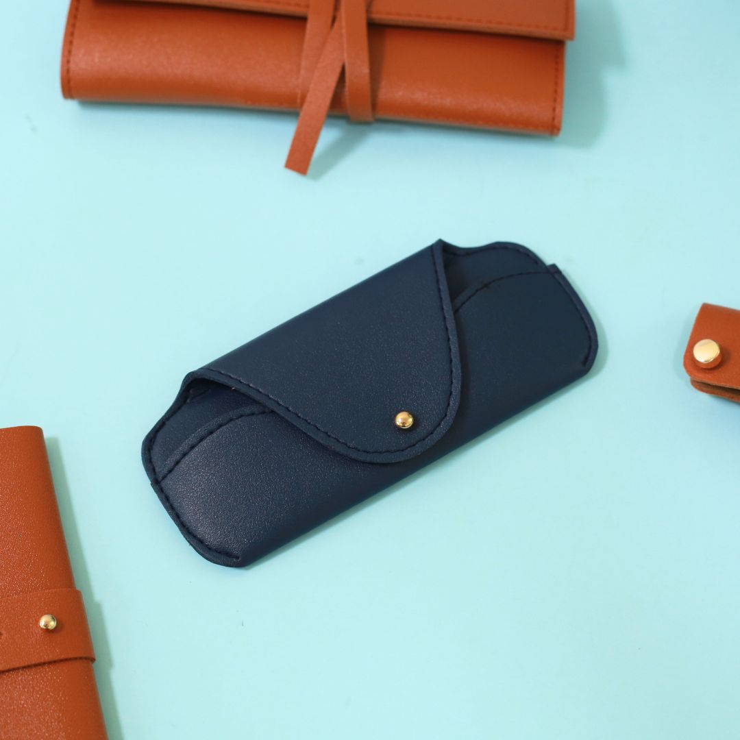 Foldable Sunglasses/Spectacles Leather Organizer - Blue Secondary image