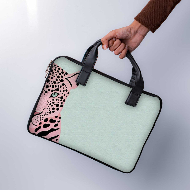 The Pink Leopard Laptop Sleeve With Handle - WrapCart Main image