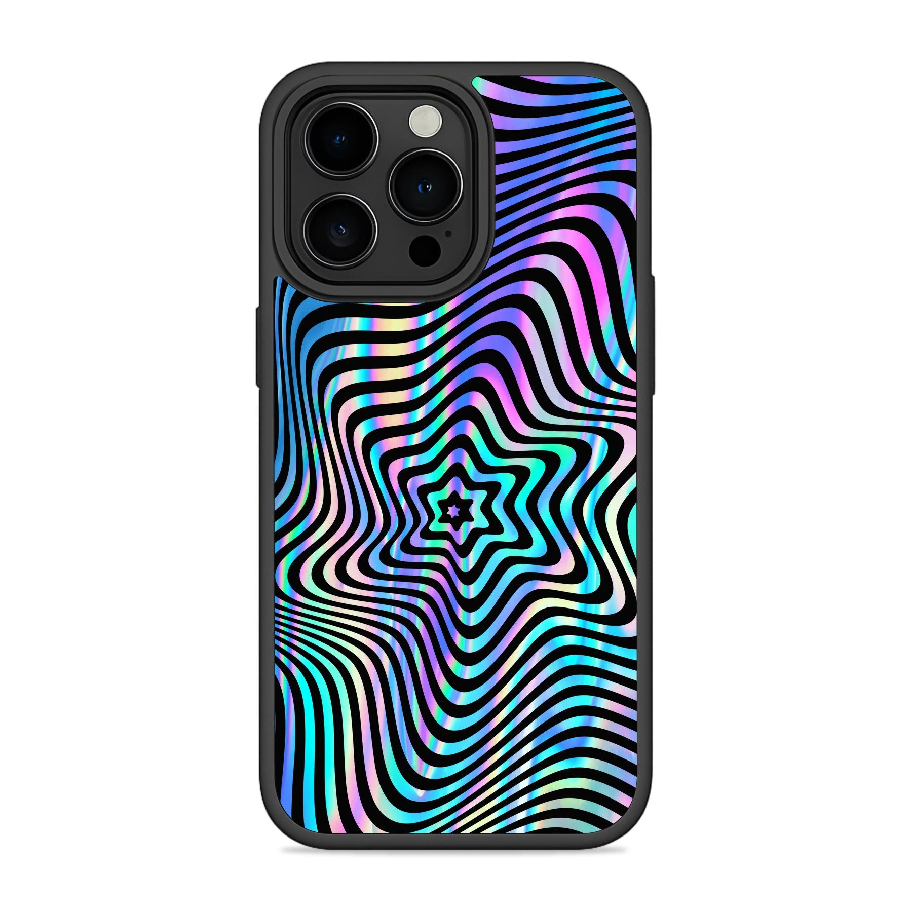 Psychedellic Holographic Mobile Bumper Cover For iPhone 15 Pro Main image