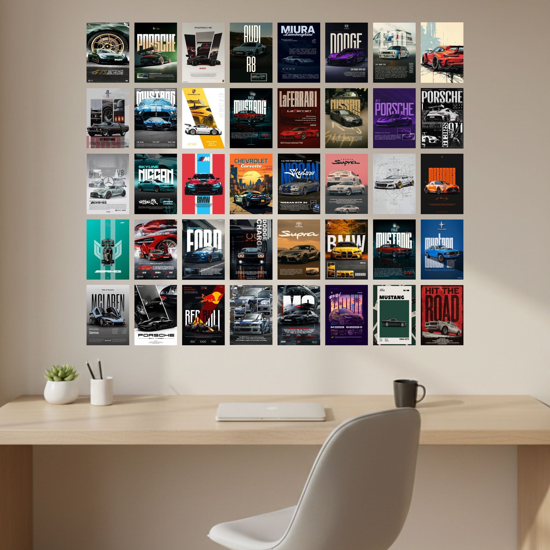 Car Poster Set Self Adhesive - Set of 40 A5 Size Posters Main image