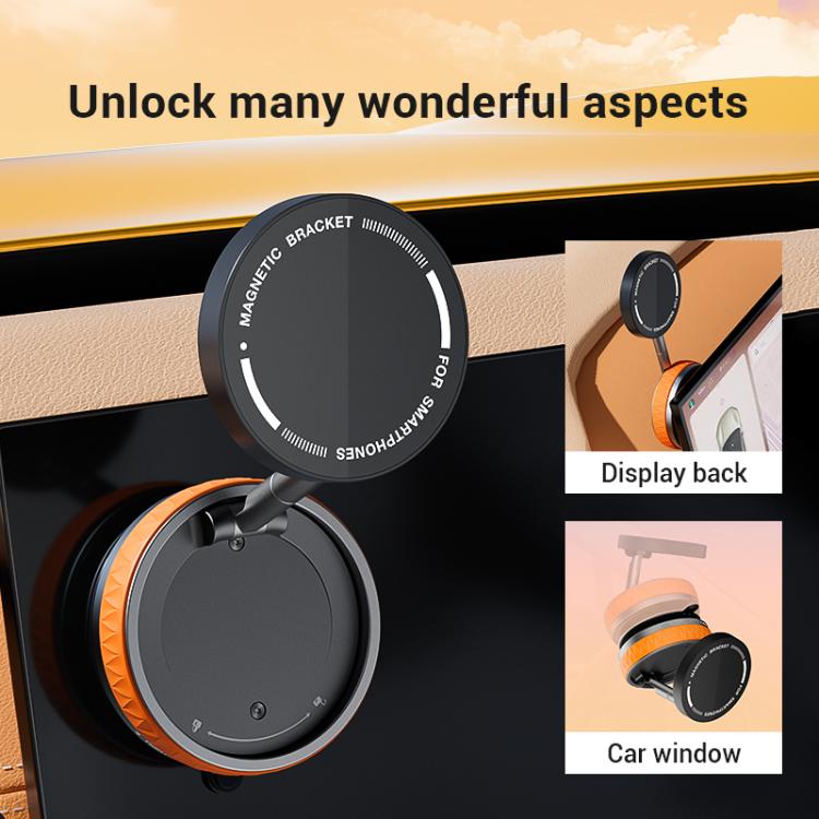 Car Rotatable Vacuum Magnetic Foldable Phone Holder (Orange)