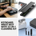 Ergonomic Keyboard Wrist Rest with 22-in-1 Cleaning Kit & Springy Sponge Support for Work and Gaming