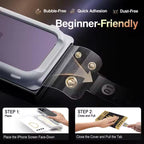iPhone Tempered Glass - Screen Protector Guard with Easy Fix Auto Dust-Elimination Tool