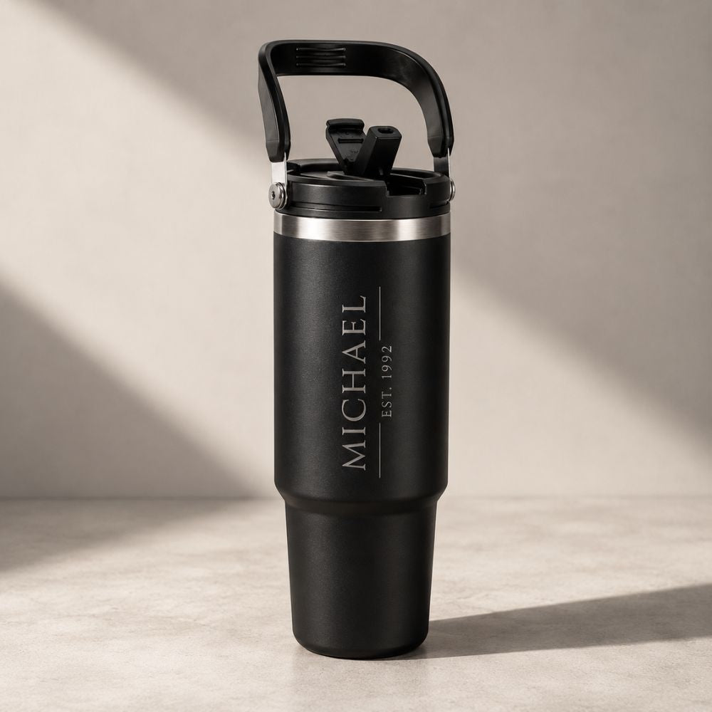 Personalized Coffee Tumbler - Large Insulated Travel Mug With Handle Main image
