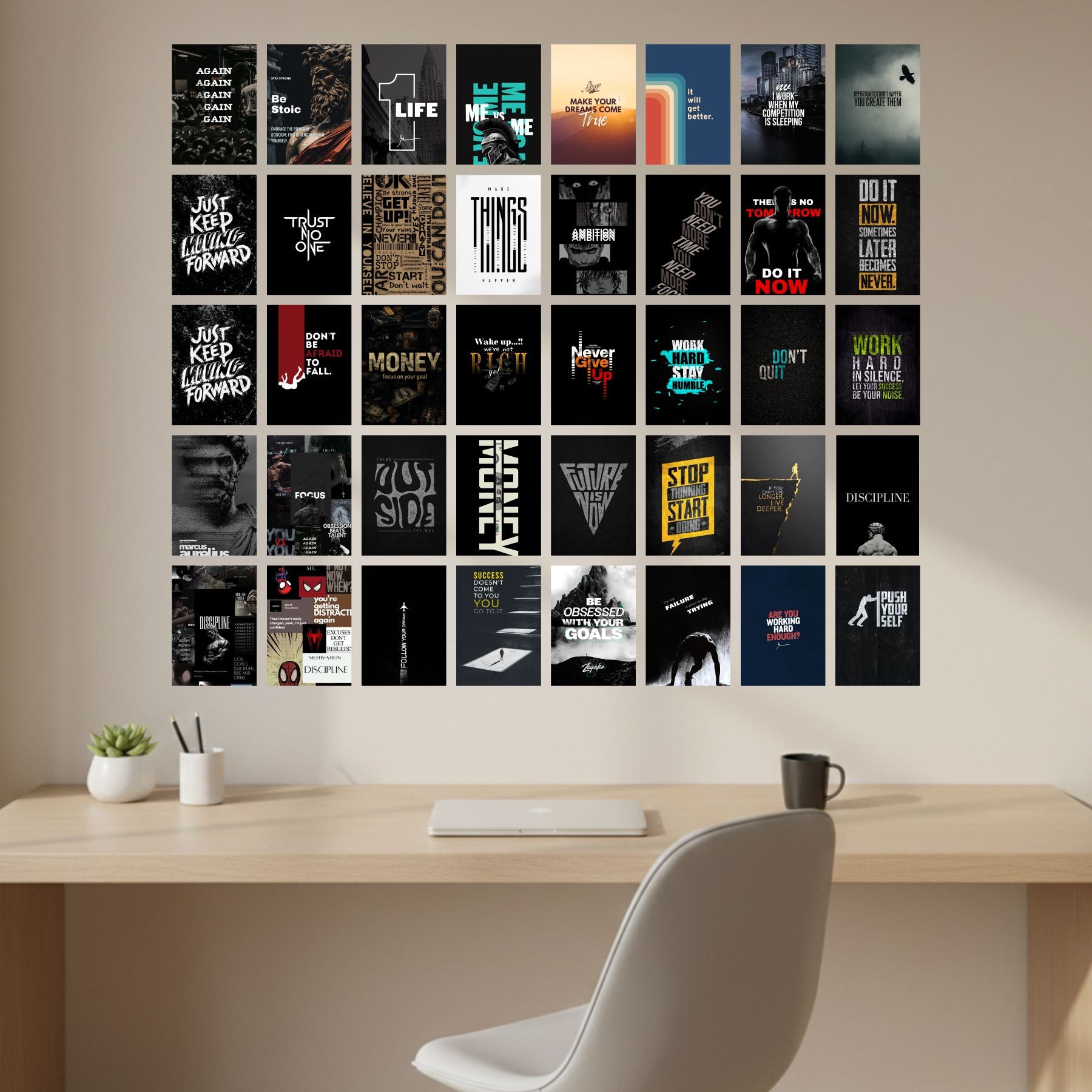 Motivation Poster Set Self Adhesive - Set of 40 A5 Size Posters Main image