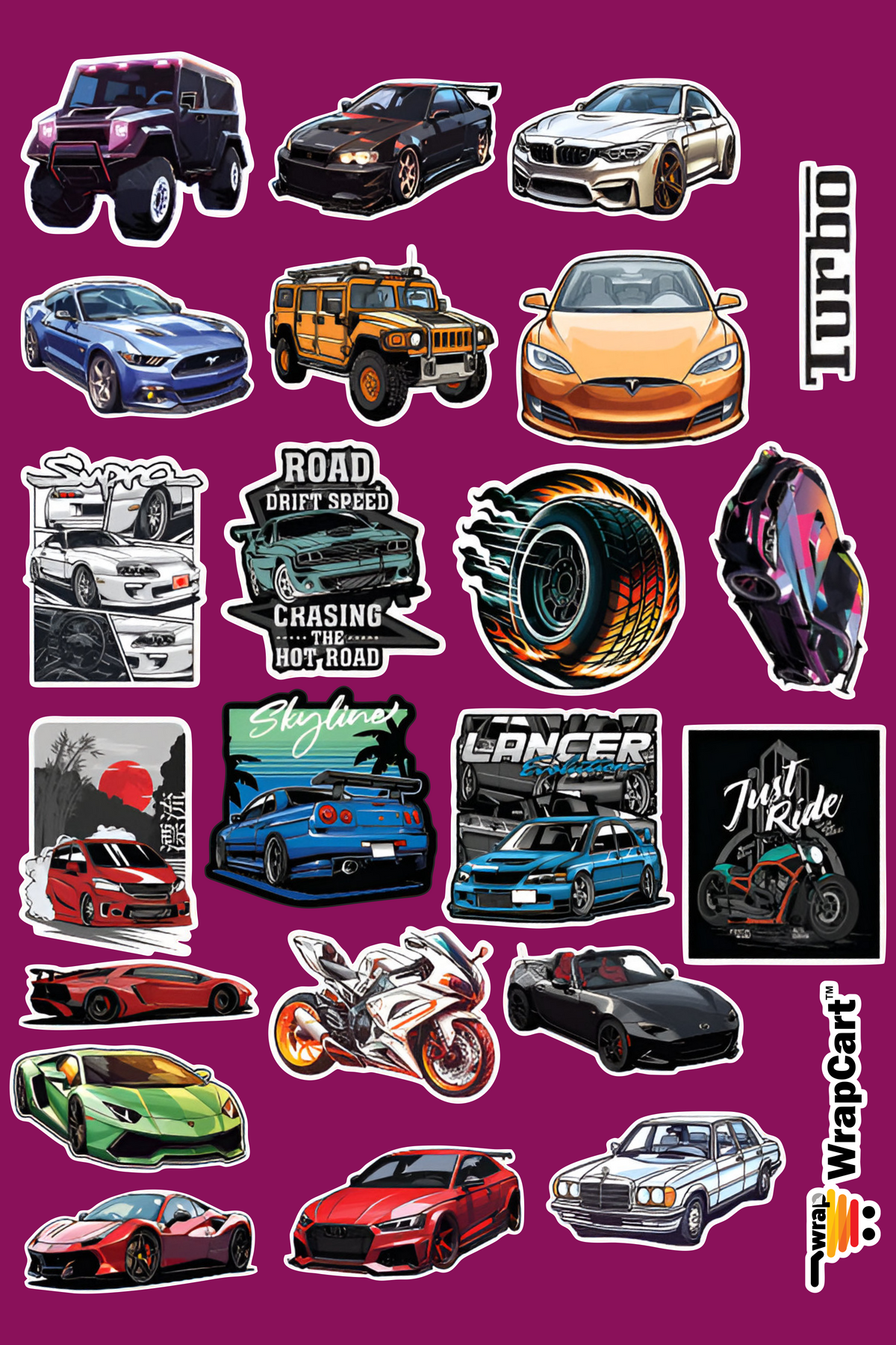 Boom Sticker Racing Pack Mini Sticker Pack - Racing – WrapCart Skins