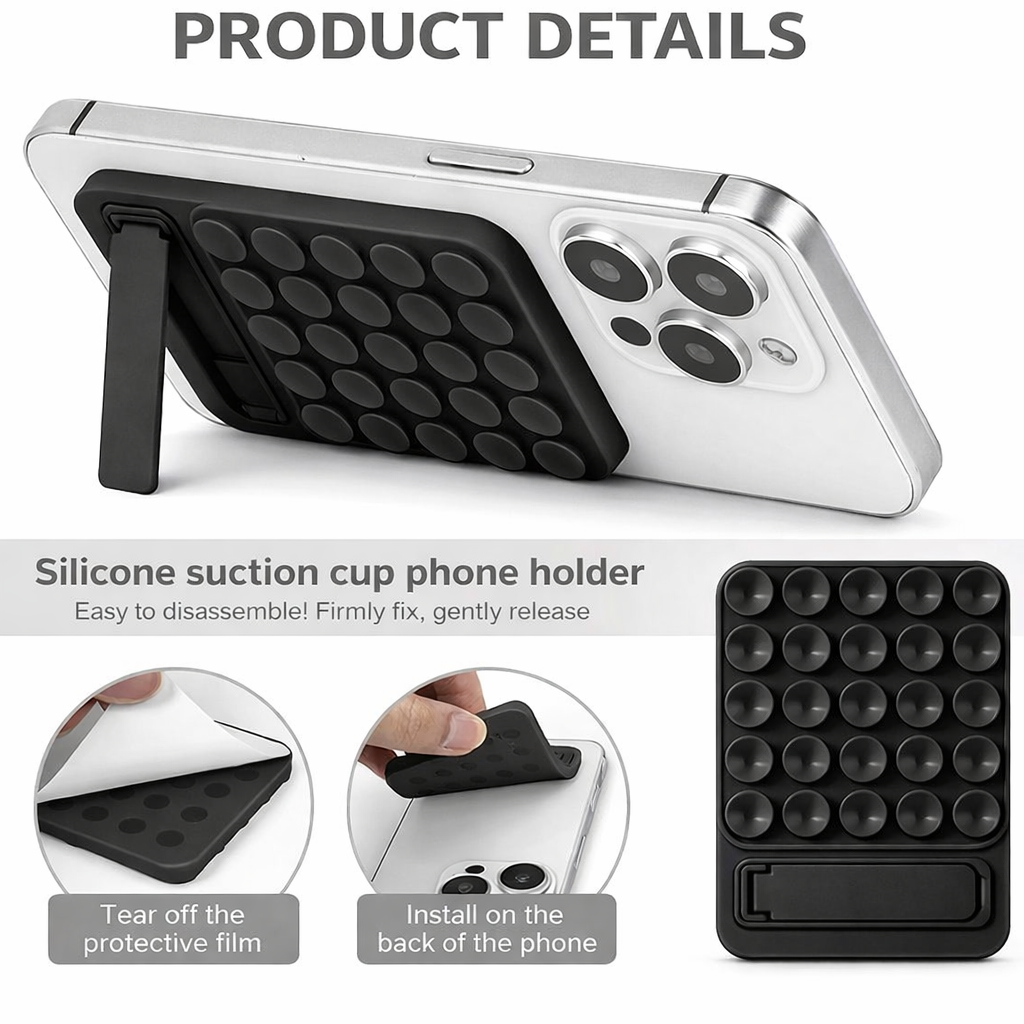 Phone Suction Pad, Non Slip Suction Cup - Phone Mount with Stand