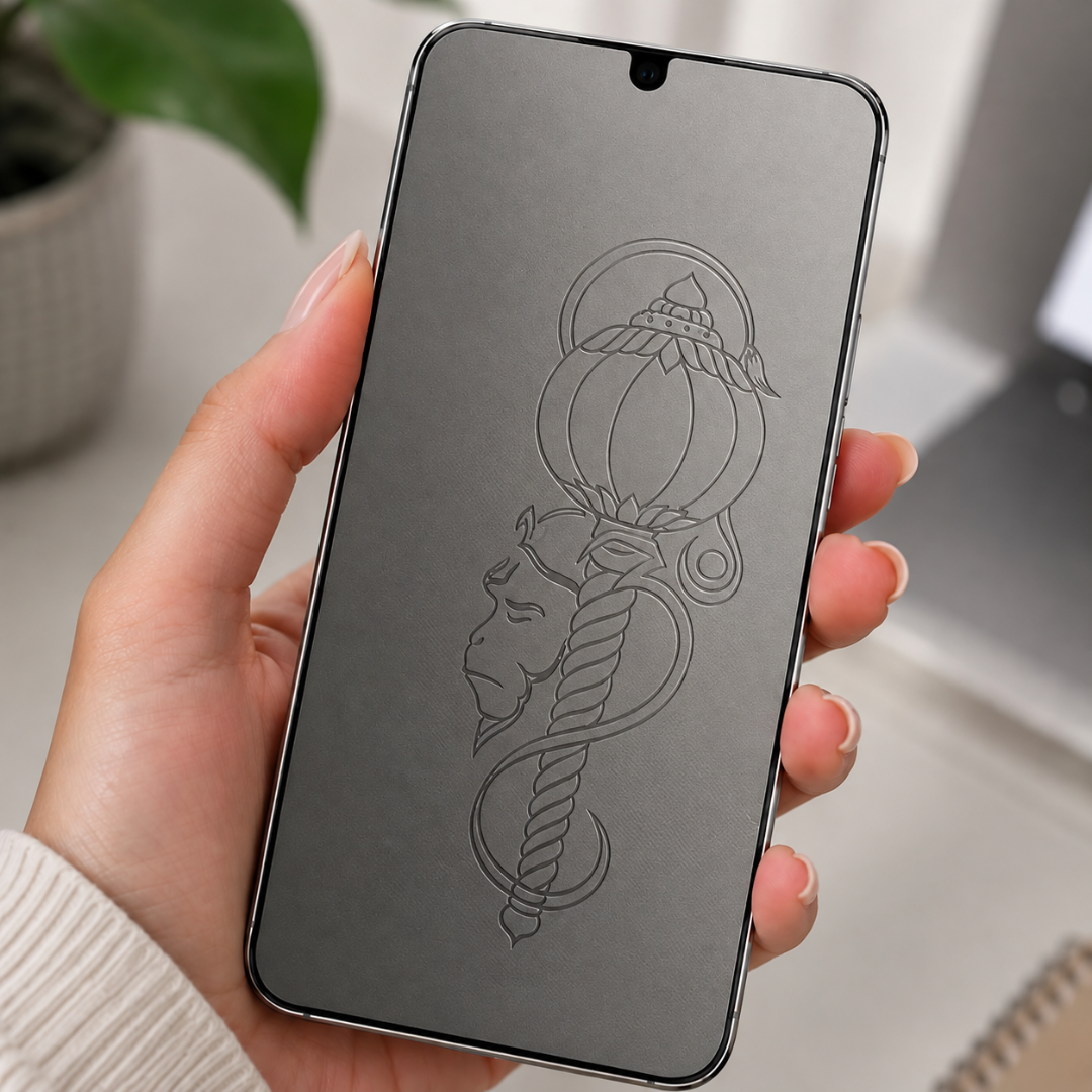 Emboss 3D Transparent Mobile Screen Protector - Jai Hanuman