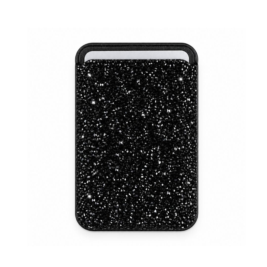 Magnetic Black MagSafe Glitter Wallet – Sparkly Card Holder