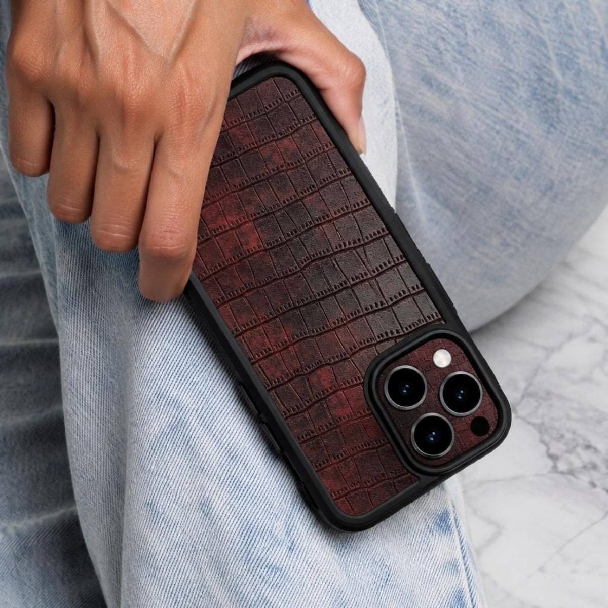 Premium Brown Croc Leather Textured Mobile Case