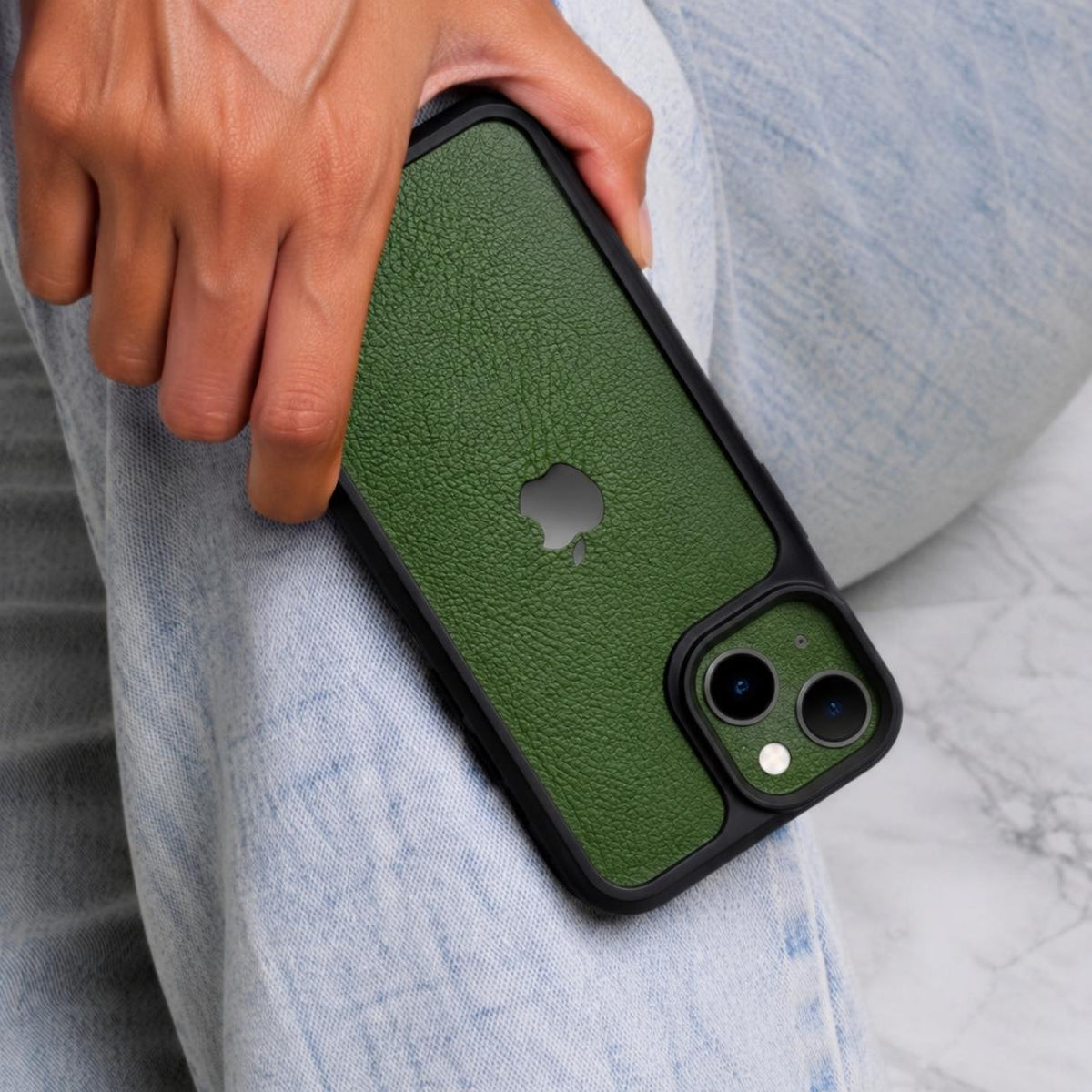 Premium Green Leather Textured Mobile Case