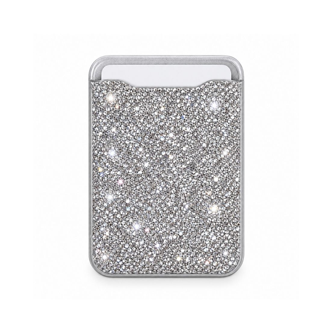 Magnetic Silver MagSafe Glitter Wallet – Sparkly Card Holder Main image