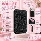 Magnetic Black MagSafe Glitter Wallet – Sparkly Card Holder