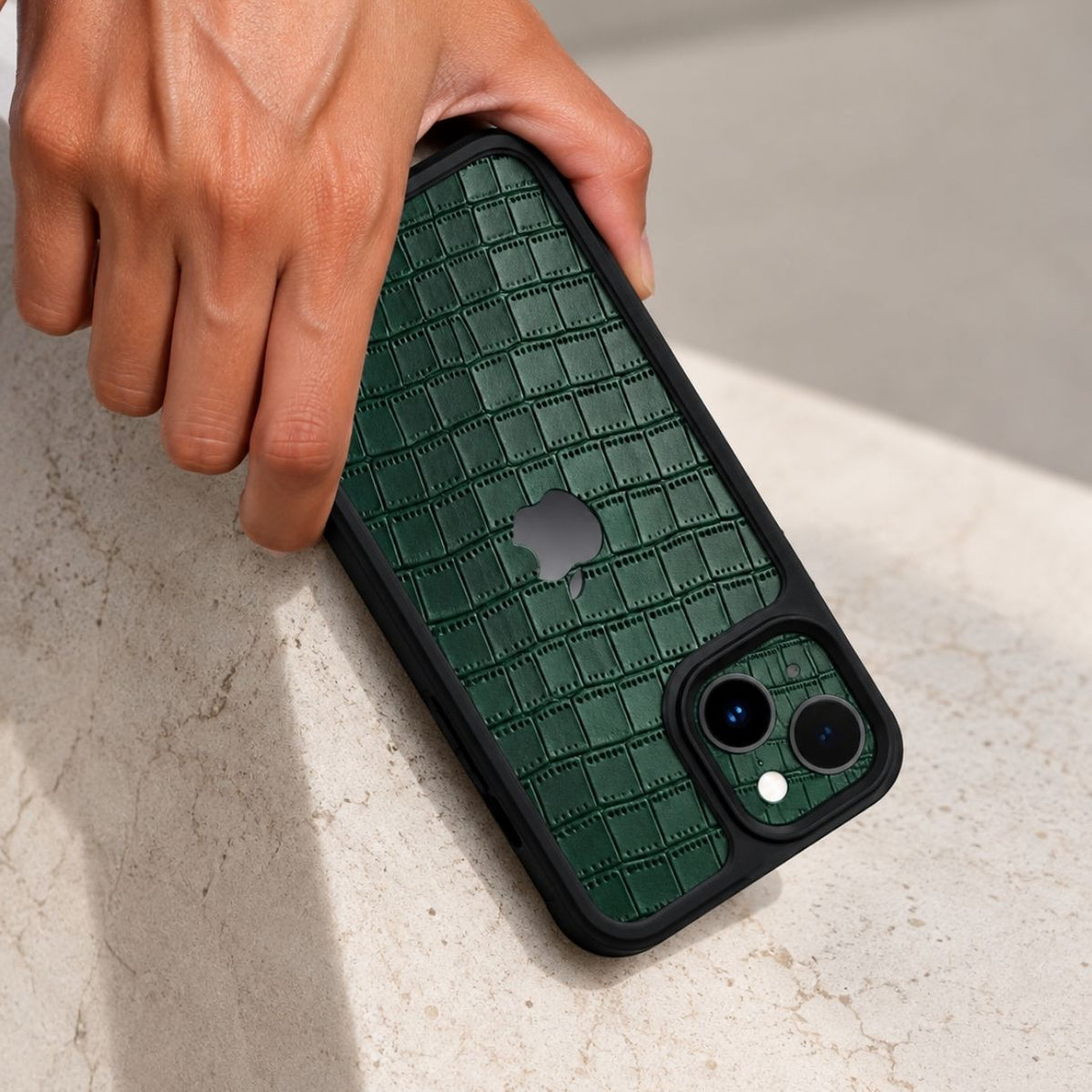 Premium Green Croc Leather Textured Mobile Case Main image