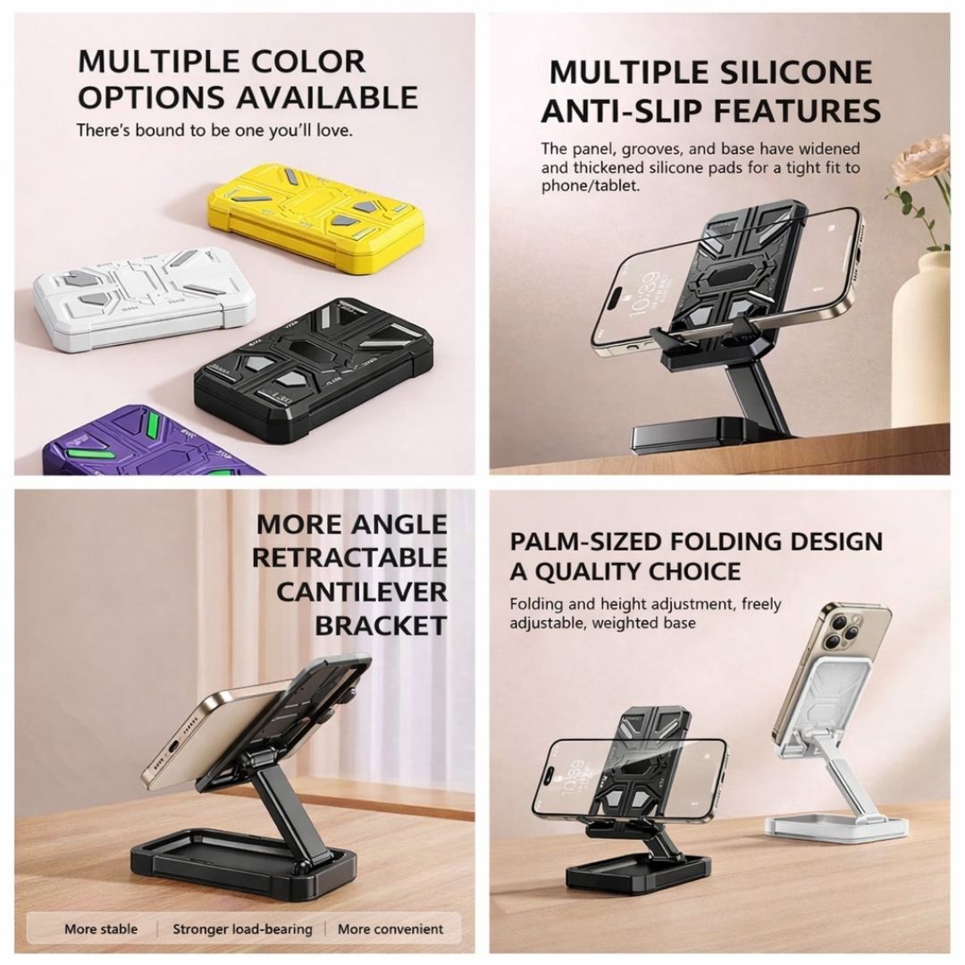 Foldable Portable Mecha Style Dual-Axis Adjustable Phone Stand Secondary image