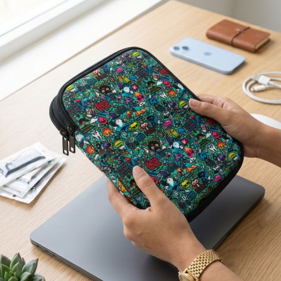 Omni Horizon Double-Layer Tech & Travel Organizer- Blue Abstract Main image