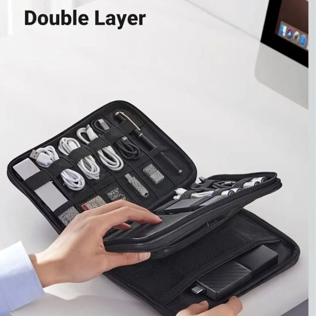 Omni Horizon Double-Layer Tech & Travel Organizer- Black Binary