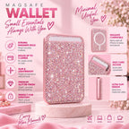 Magnetic Pink MagSafe Glitter Wallet – Sparkly Card Holder