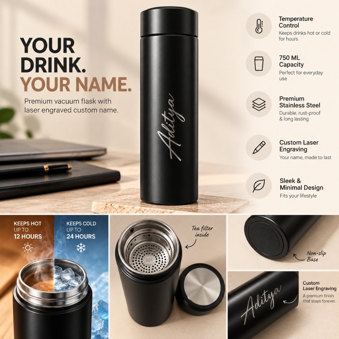Vaccum Flask Bottle - Laser Engraved