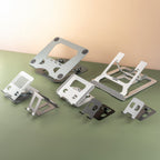 Desktop  Aluminum Metal Stand Holder, Foldable, Compatible with iPad, Tablet - Silver