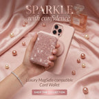 Magnetic Pink MagSafe Glitter Wallet – Sparkly Card Holder
