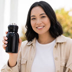 Personalized Mini Stainless Steel Vacuum Insulated Bottle - 300 ml Black Leakproof with Keyring Cap