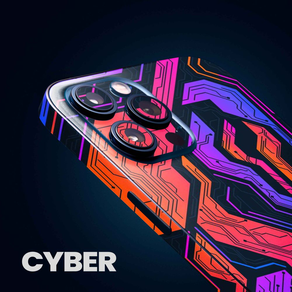 Cyber mobile skins by Wrapcart with futuristic neon tech designs