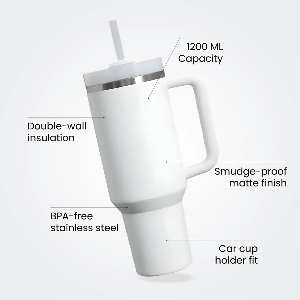 Personalized Coffee Tumbler - Large Insulated Travel Mug 1200 ML