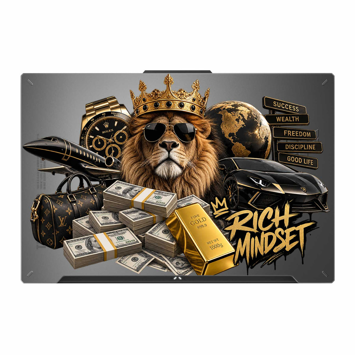 Rich Mindset Transparent 3M Laptop Skin
