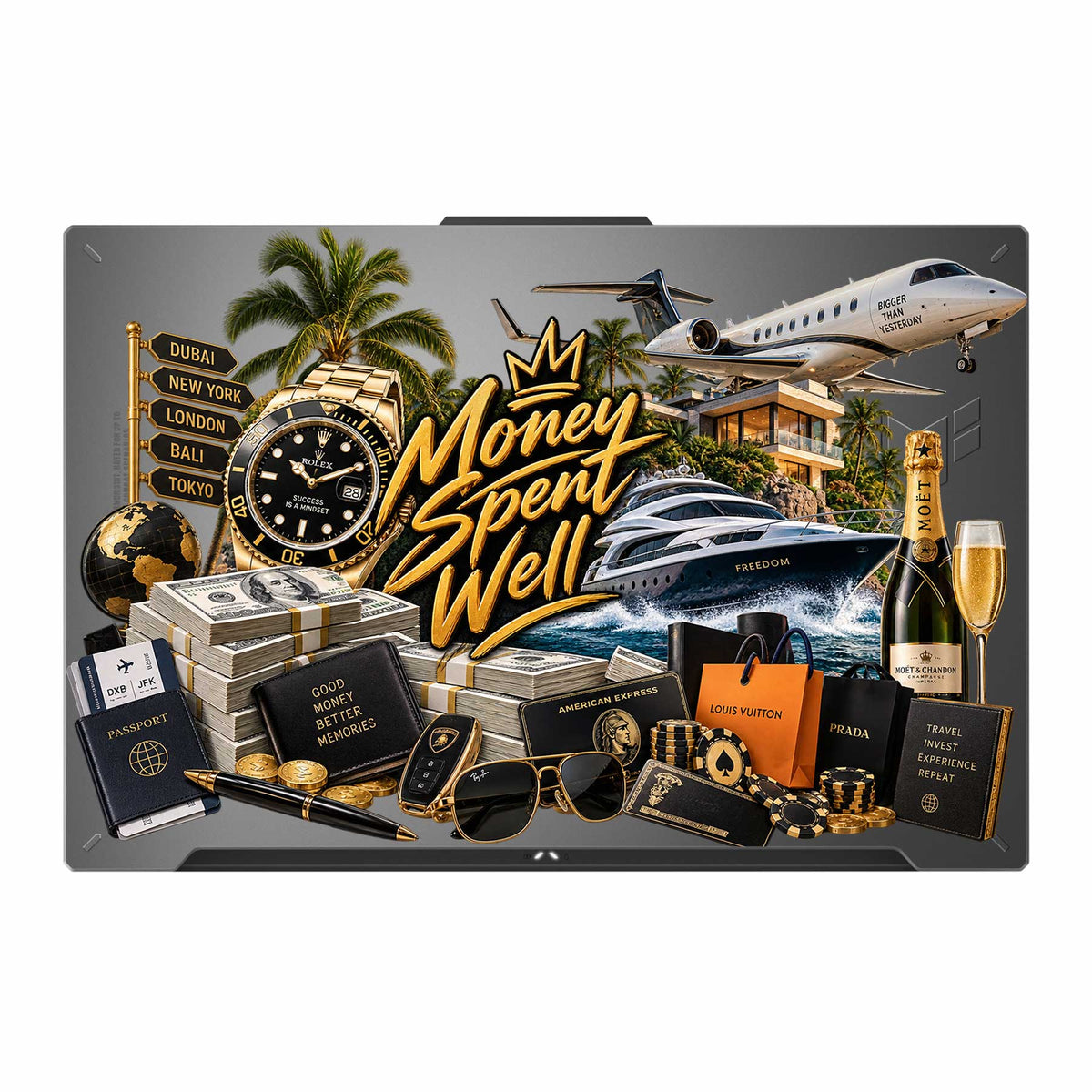 Money Spent Well Transparent 3M Laptop Skin
