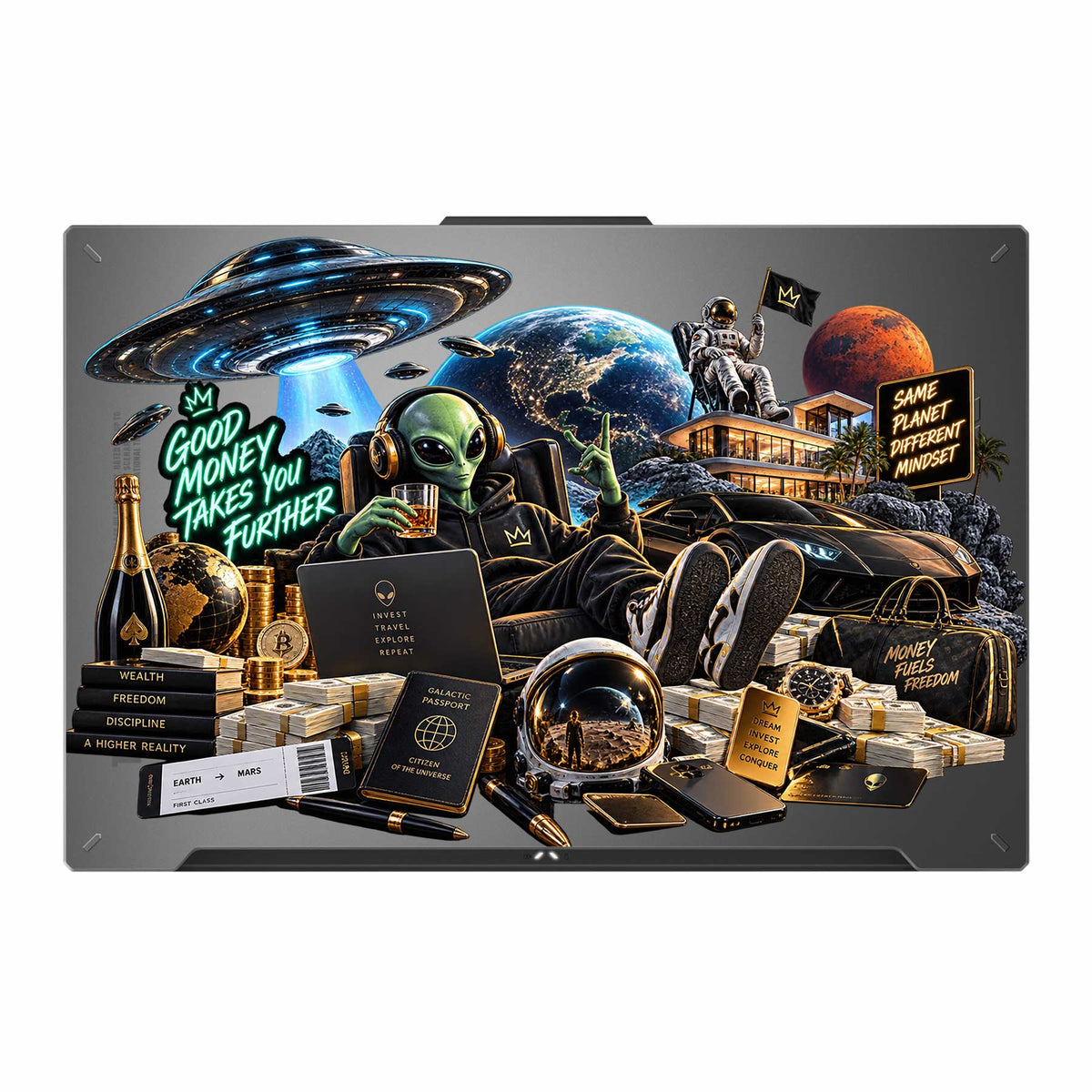 Same Planet Different Mindset Transparent 3M Laptop Skin