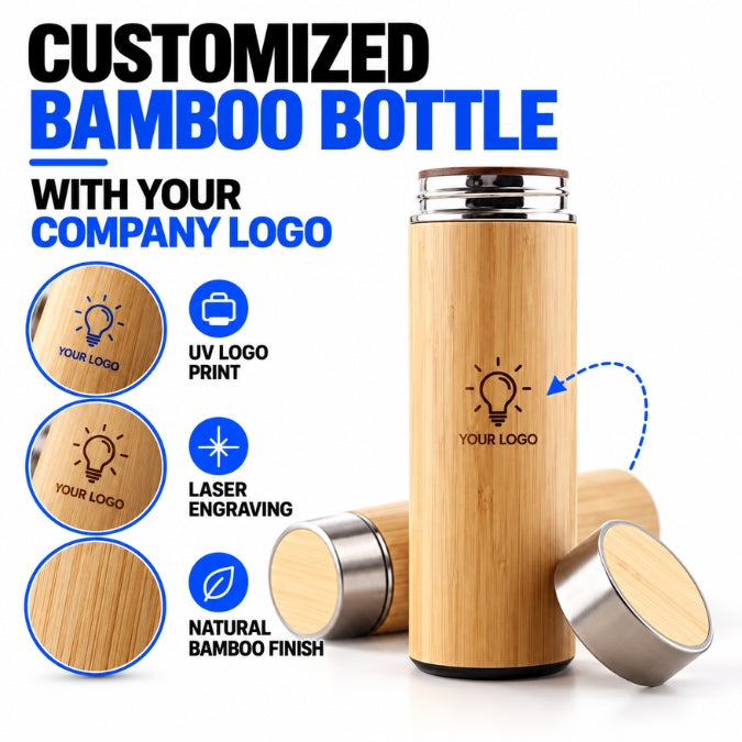 Customised Personalized Wooden Vacuum Flask Bottle - Corporate Gifting & Bulk Order Catalog - WrapCart Main image
