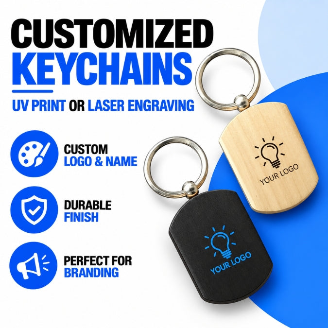 Customised Wooden Keychain - Corporate Gifting & Bulk Order Catalog - WrapCart Main image