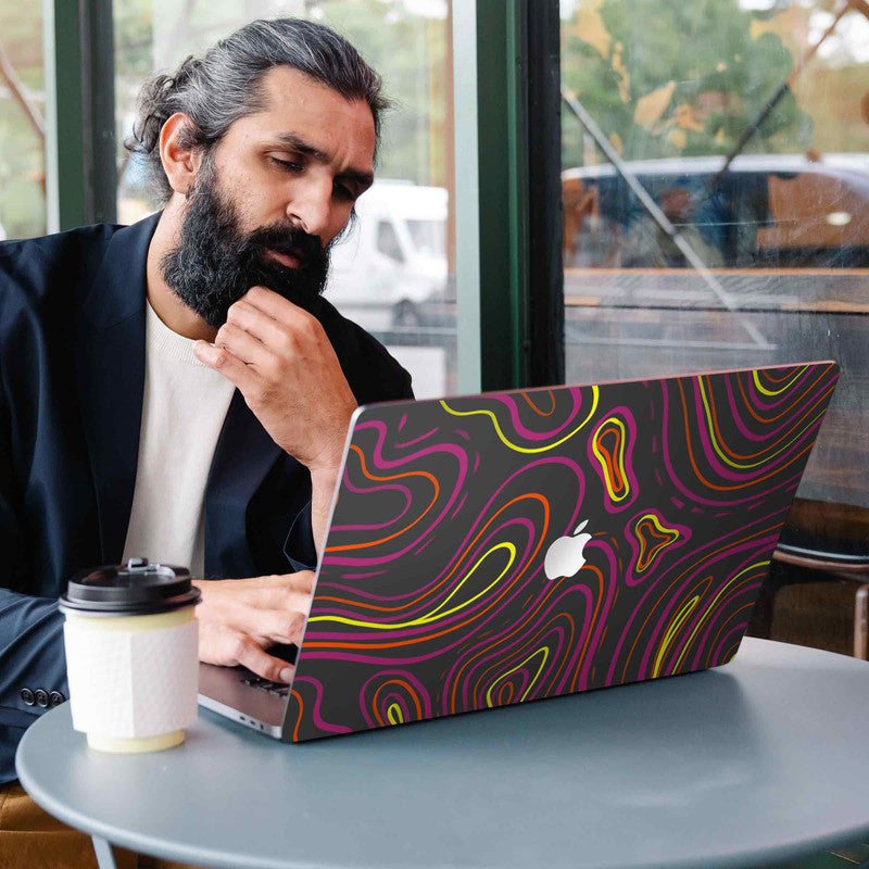 wavy-neon-orange-laptop-skin-macbook
