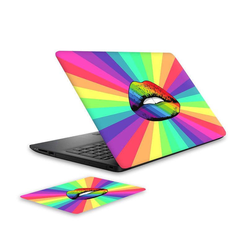 rainbow-lips-laptop-skin-and-mouse-pad-combo WrapCart India