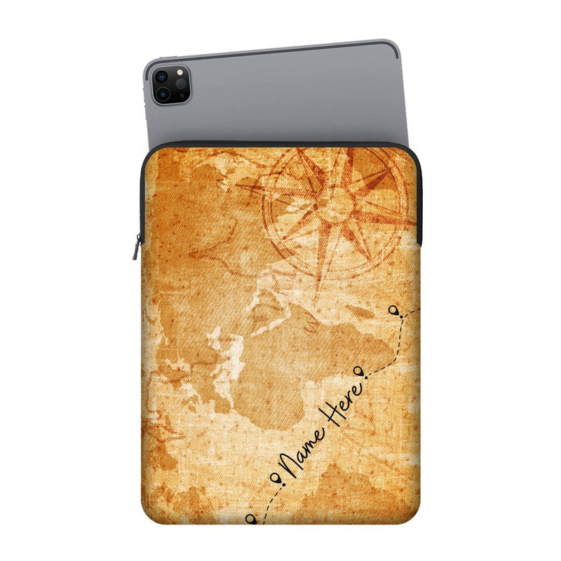 Vintage Map Custom Name iPad Sleeve Main image