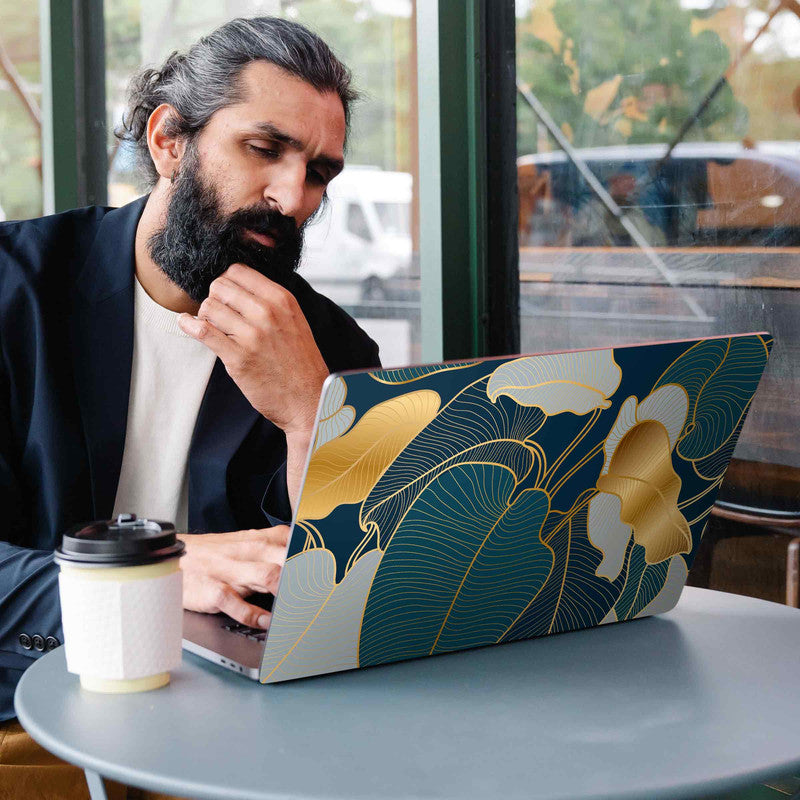 Golden Floral Laptop Skins Secondary image
