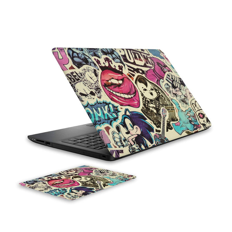 vintage-punk-laptop-skin-and-mouse-pad-combo WrapCart India Main image