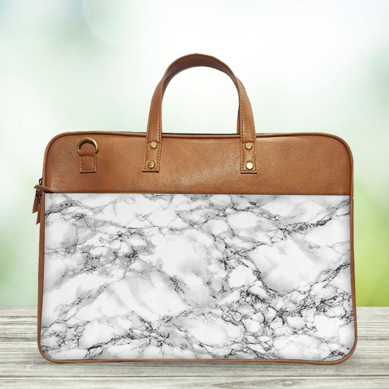 White Marble Classic Laptop Bag Main image