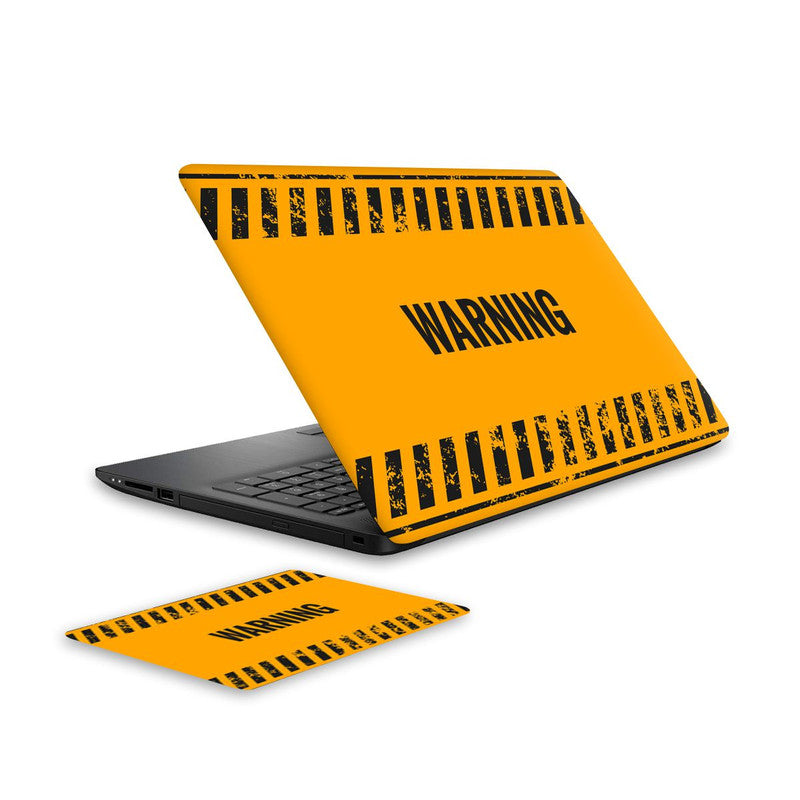 warning-laptop-skin-and-mouse-pad-combo WrapCart India Main image