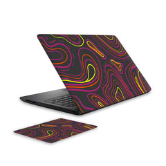 wavy-neon-orange-laptop-skin-and-mouse-pad-combo WrapCart India